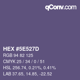 Color code: HEX #5E527D | qconv.com