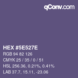 Color code: HEX #5E527E | qconv.com