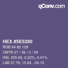 颜色代码: HEX #5E5280 | qconv.com