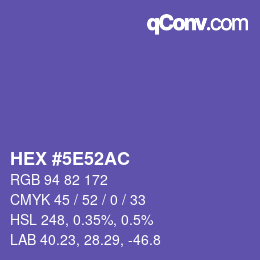 Farbcode: HEX #5E52AC | qconv.com