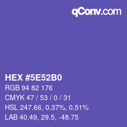 Color code: HEX #5E52B0 | qconv.com