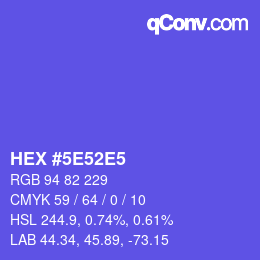 カラーコード: HEX #5E52E5 | qconv.com