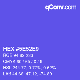 カラーコード: HEX #5E52E9 | qconv.com