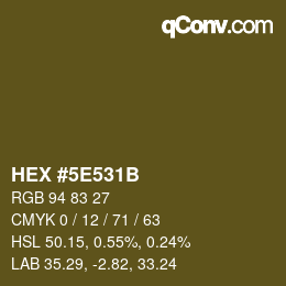 Farbcode: HEX #5E531B | qconv.com