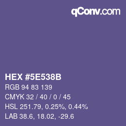 Color code: HEX #5E538B | qconv.com