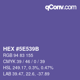 Code couleur: HEX #5E539B | qconv.com