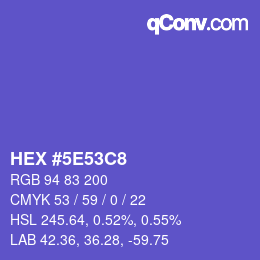 カラーコード: HEX #5E53C8 | qconv.com