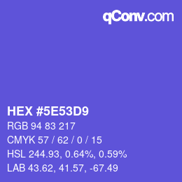 Farbcode: HEX #5E53D9 | qconv.com