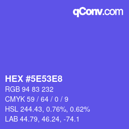 Farbcode: HEX #5E53E8 | qconv.com