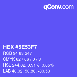 Farbcode: HEX #5E53F7 | qconv.com