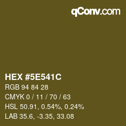 カラーコード: HEX #5E541C | qconv.com