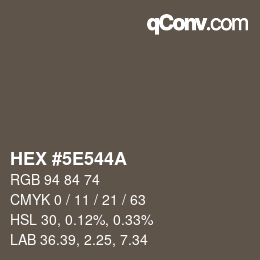 Color code: HEX #5E544A | qconv.com