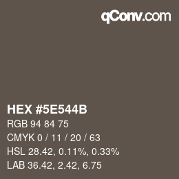 Color code: HEX #5E544B | qconv.com