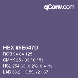 颜色代码: HEX #5E547D | qconv.com