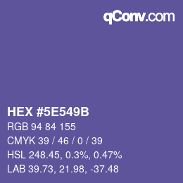 カラーコード: HEX #5E549B | qconv.com