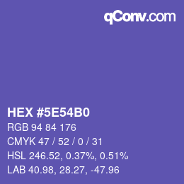 颜色代码: HEX #5E54B0 | qconv.com