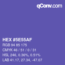 カラーコード: HEX #5E55AF | qconv.com