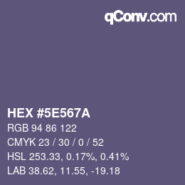 Color code: HEX #5E567A | qconv.com