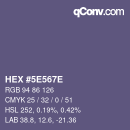 Código de color: HEX #5E567E | qconv.com