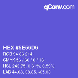 カラーコード: HEX #5E56D6 | qconv.com