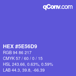 颜色代码: HEX #5E56D9 | qconv.com