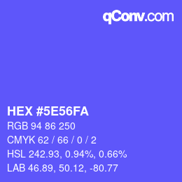 カラーコード: HEX #5E56FA | qconv.com