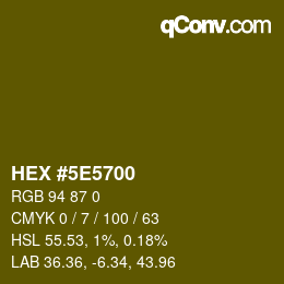 カラーコード: HEX #5E5700 | qconv.com