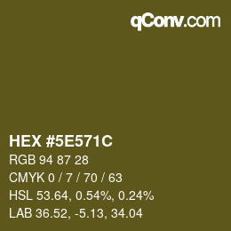 Color code: HEX #5E571C | qconv.com