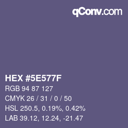 Color code: HEX #5E577F | qconv.com