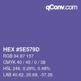 Color code: HEX #5E579D | qconv.com