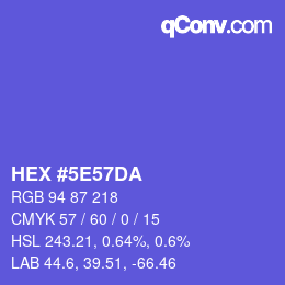 カラーコード: HEX #5E57DA | qconv.com