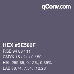 Color code: HEX #5E586F | qconv.com