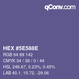 Código de color: HEX #5E588E | qconv.com