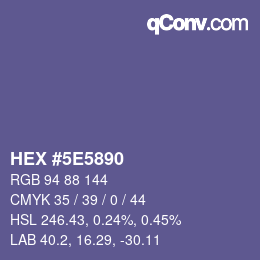 Farbcode: HEX #5E5890 | qconv.com