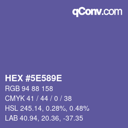 Color code: HEX #5E589E | qconv.com