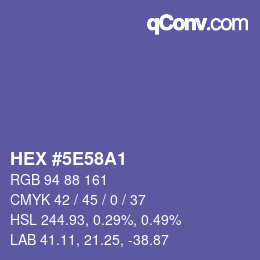 Color code: HEX #5E58A1 | qconv.com