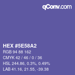 颜色代码: HEX #5E58A2 | qconv.com