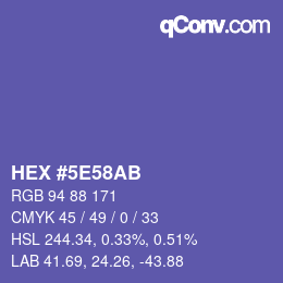 カラーコード: HEX #5E58AB | qconv.com
