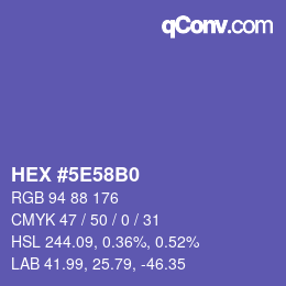 Color code: HEX #5E58B0 | qconv.com