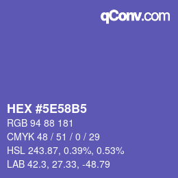 Farbcode: HEX #5E58B5 | qconv.com