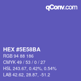 Color code: HEX #5E58BA | qconv.com