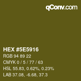 カラーコード: HEX #5E5916 | qconv.com