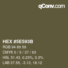 Color code: HEX #5E593B | qconv.com