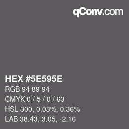 Farbcode: HEX #5E595E | qconv.com