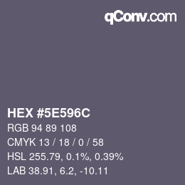 Farbcode: HEX #5E596C | qconv.com