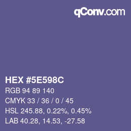 Color code: HEX #5E598C | qconv.com