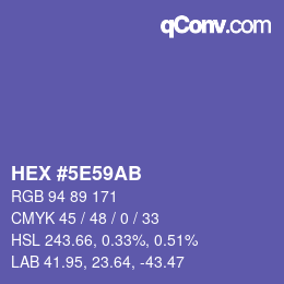 カラーコード: HEX #5E59AB | qconv.com