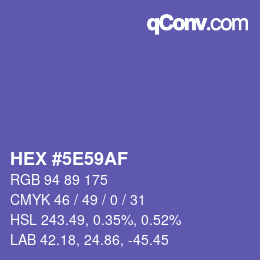 Color code: HEX #5E59AF | qconv.com