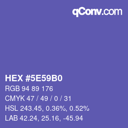 Farbcode: HEX #5E59B0 | qconv.com