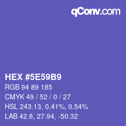 Color code: HEX #5E59B9 | qconv.com